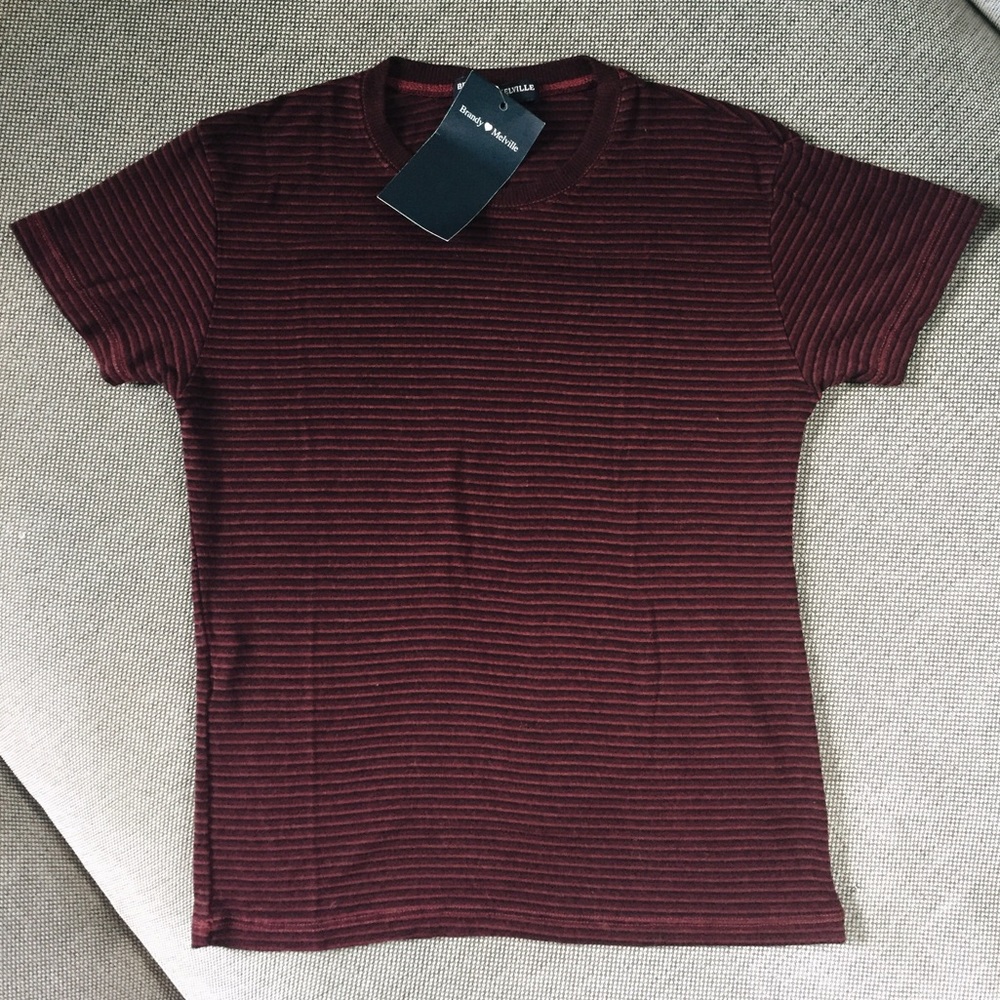 NWT Brandy Melville Maroon Striped T-Shirt