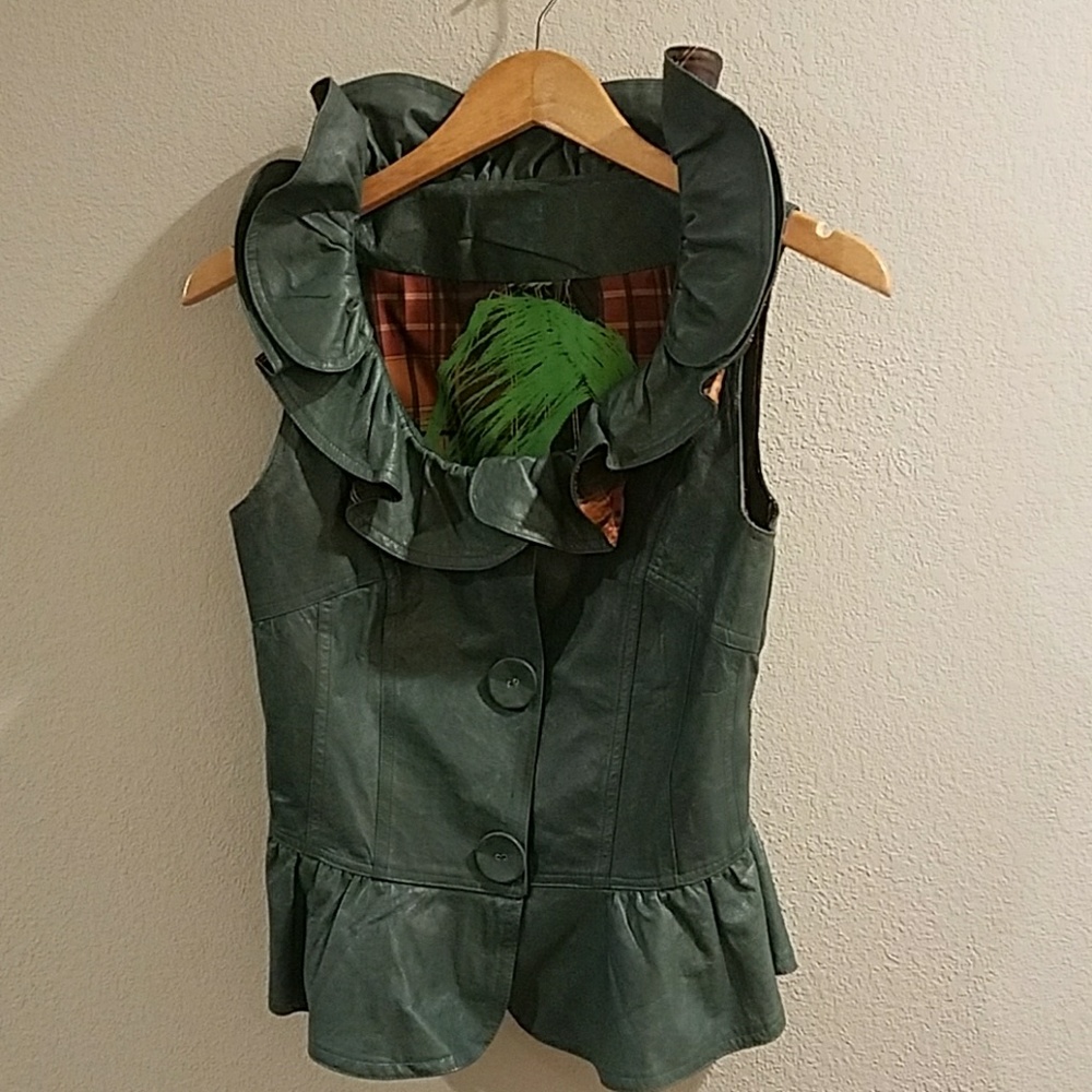 Modcloth leather + plaid reversible vest