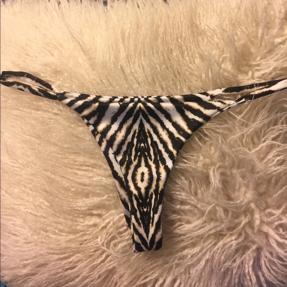 Zebra print thong bikini bottoms