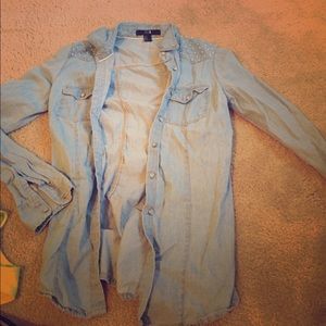 Forever 21 beaded Jean button up