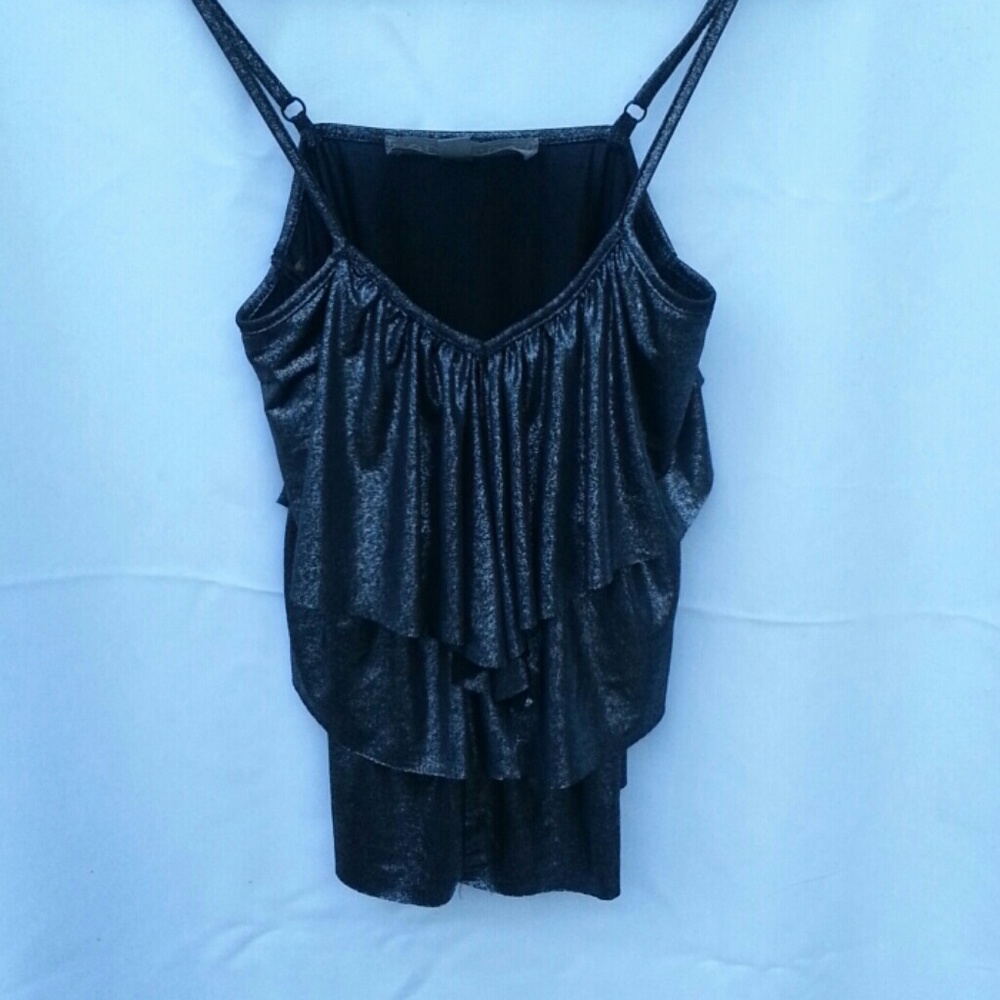 FOREVER 21 shiny metallic ruffled tank top