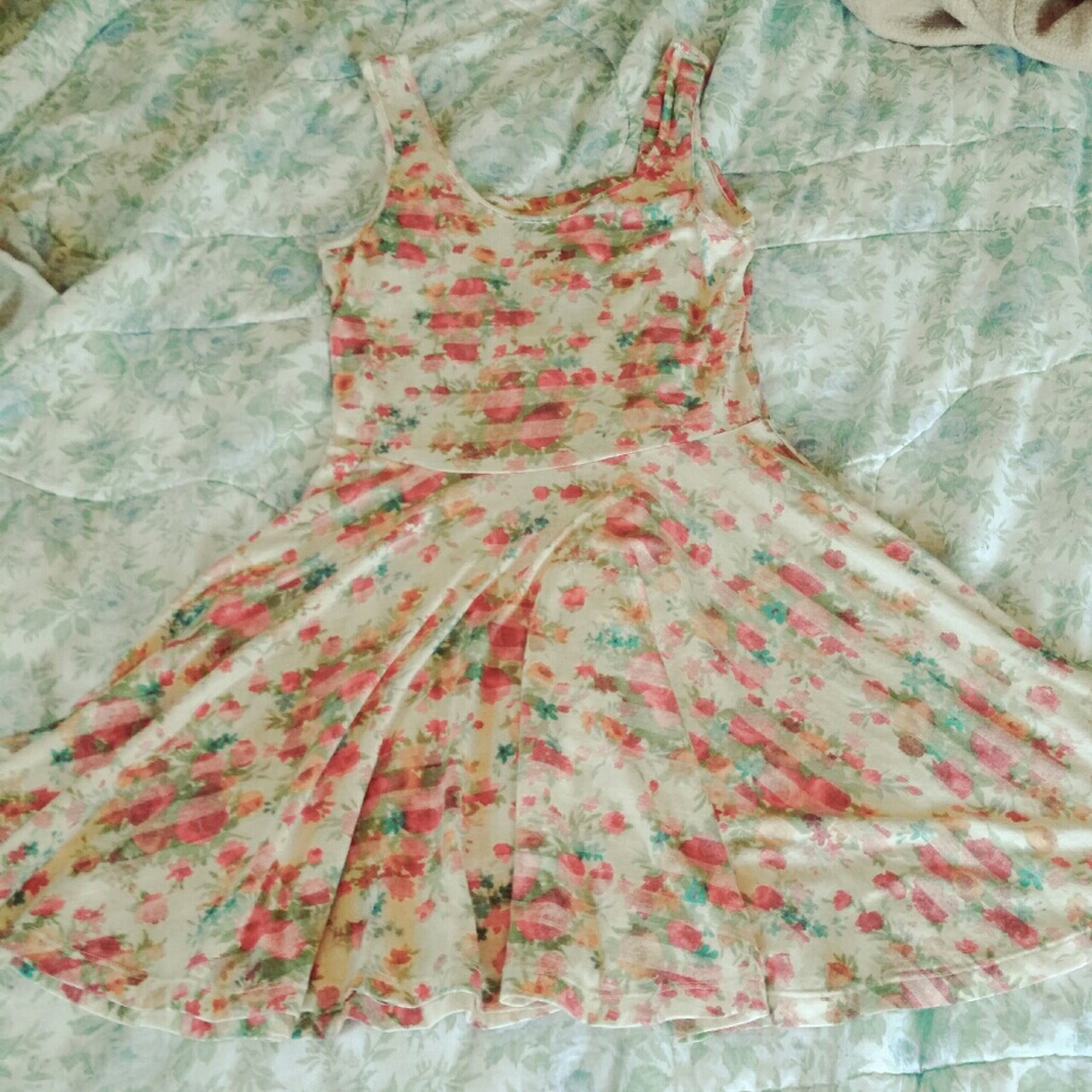 Floral Striped Dress with Cutouts