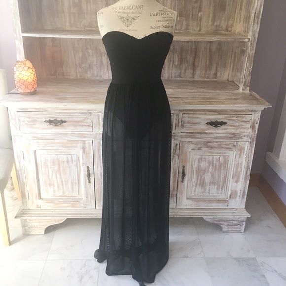 Boutique Dresses & Skirts - NWOT "Transparence" mesh maxi bodysuit dress