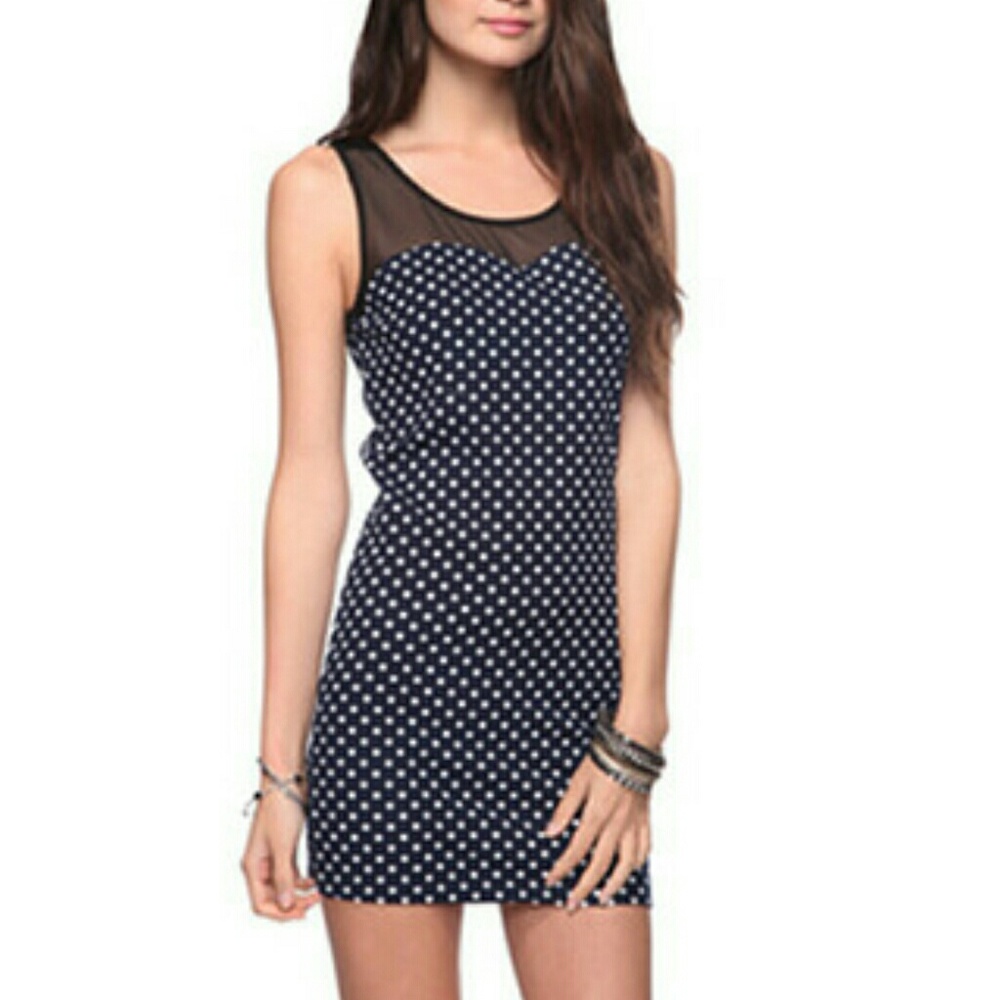 Polka dot mesh mini dress
