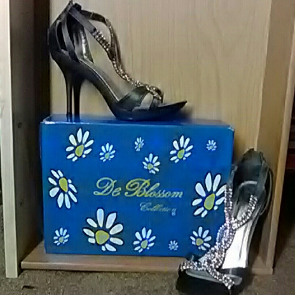 Charcoal Grey Satin Stilettos