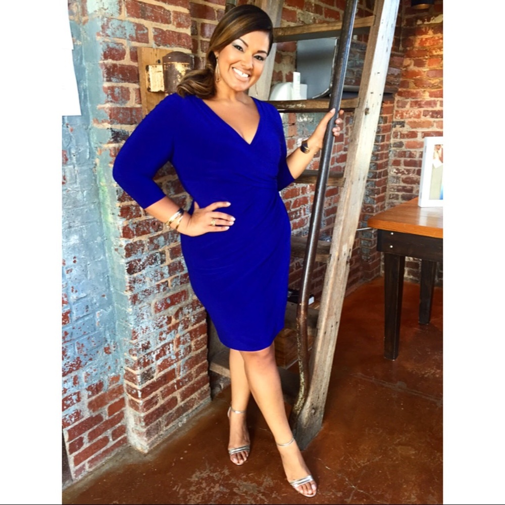 Lauren Ralph Lauren 3/4 sleeve faux wrap dress!