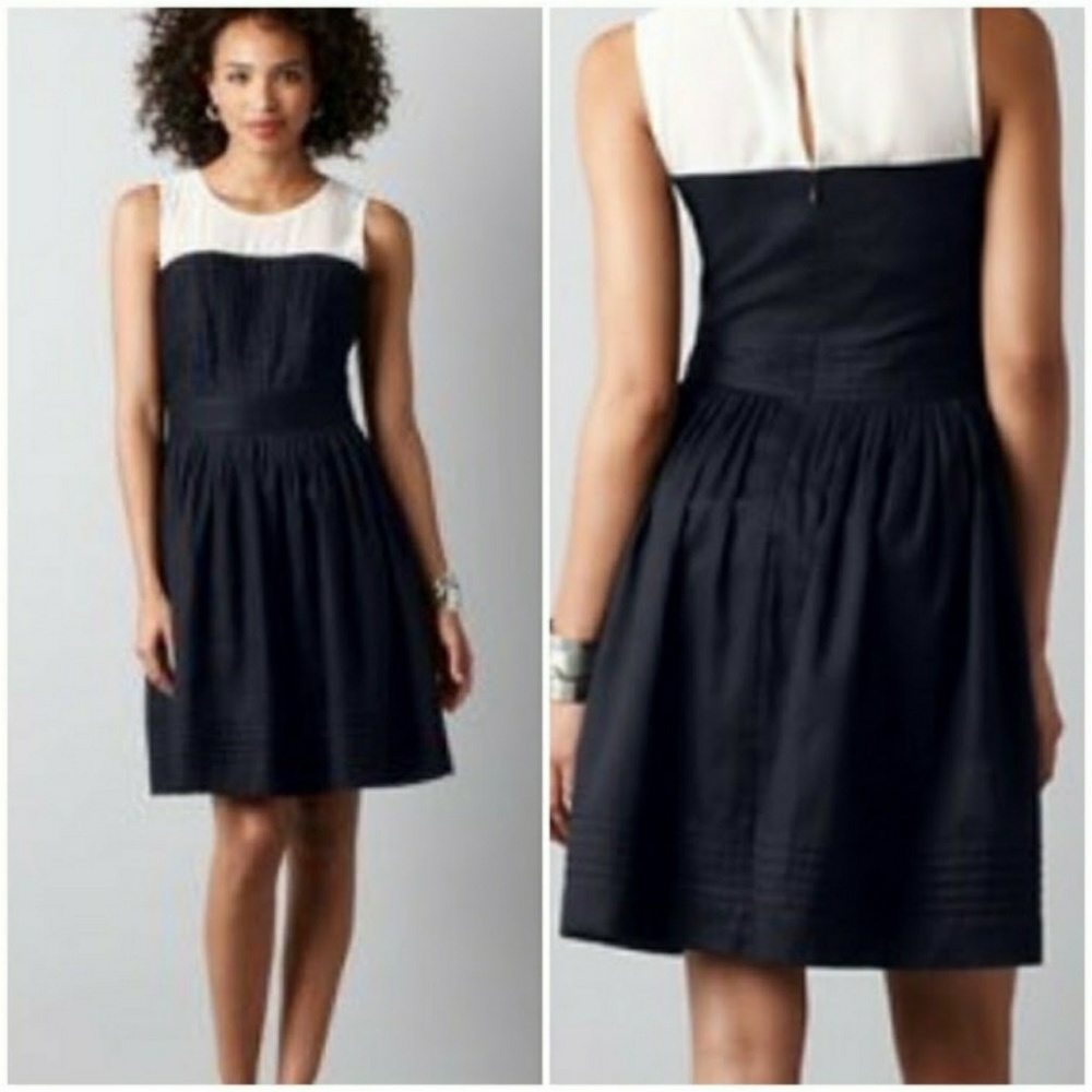 FINAL PRICE: Navy Pleated Dress w/ Sheer White Top