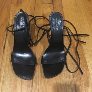 Nine West Black Lace Up Sandal Heels