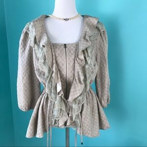 Anthropologie By Stella Jacket Ruffle Lace Large