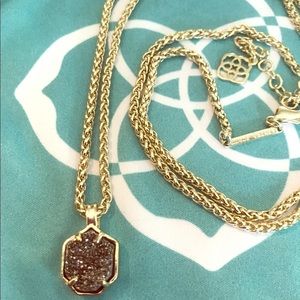 Kendra Scott Oliver Gold Necklace Platinum Drusy