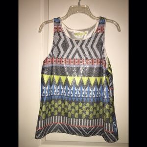 Only work once. Sequin sleeveless top.