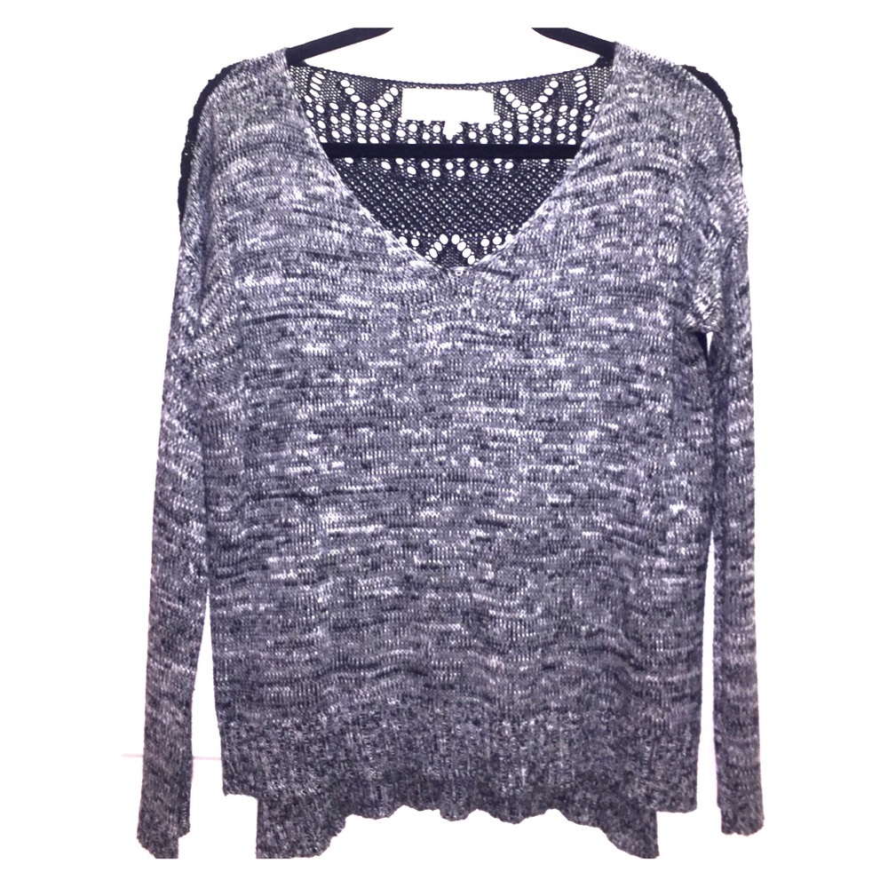 Vintage Havana Black & White Sweater with Lace