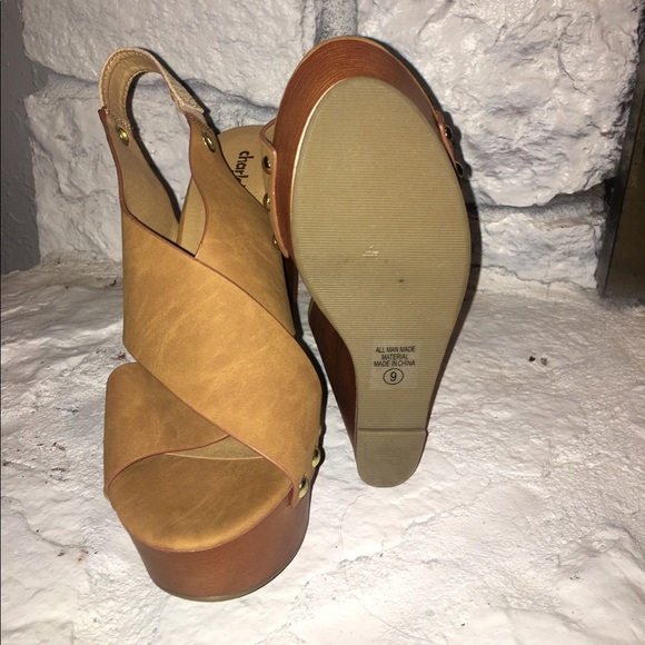 Tan Wedges, sling back with stud detail. - Picture 2 of 2