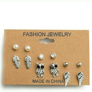 Silver set of multiple earrings