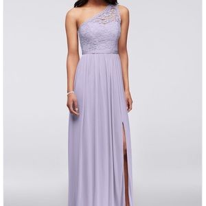 David's Bridal One Shoulder Lace Bridesmaids Dress