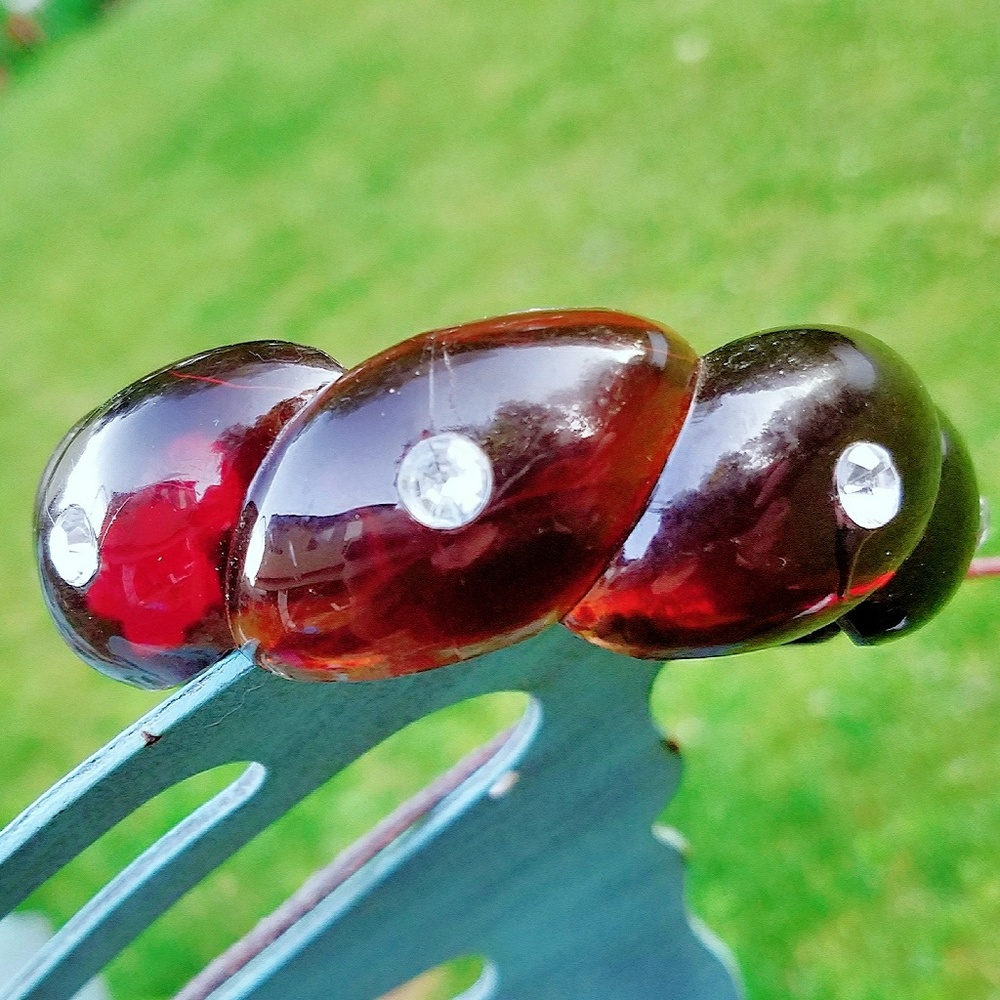 Vintage Rhinestone Studded Lucite Twist Bangle