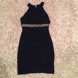 Black tight dress with gold zipper!