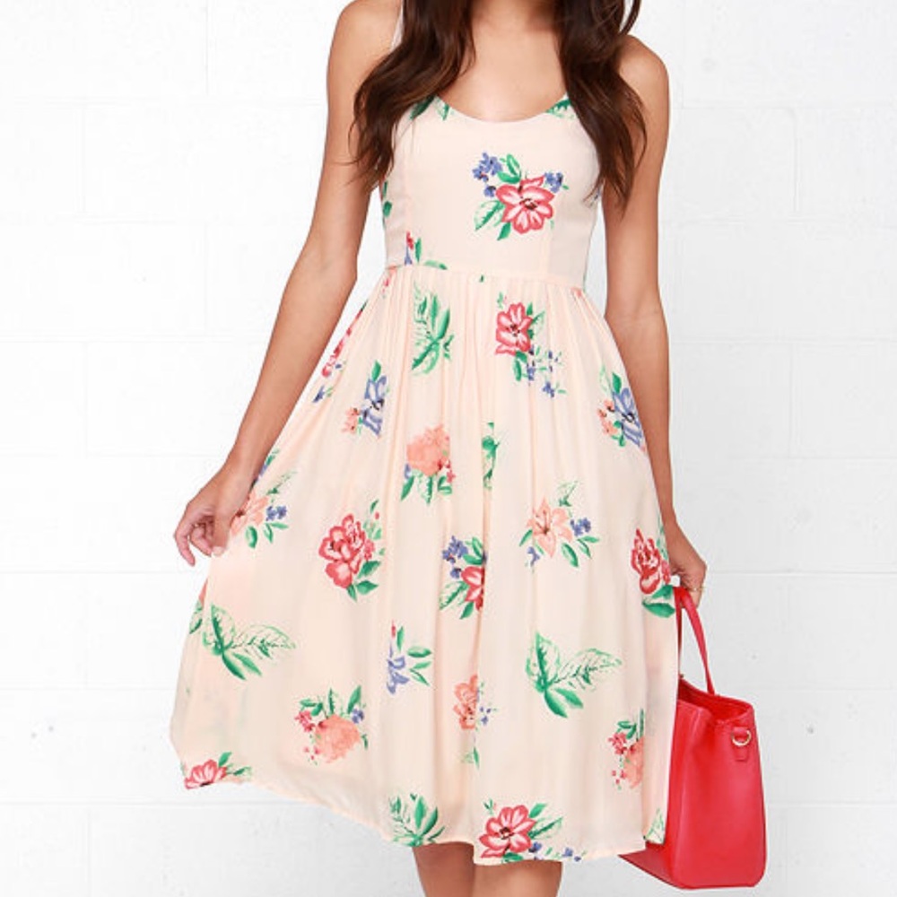 BB Dakota 'Heleen' Floral Print Fit & Flare Midi