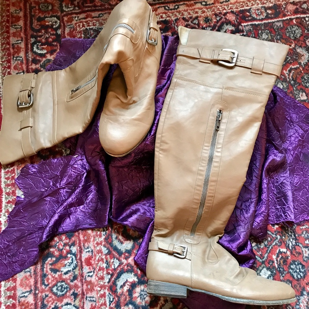 Gray/Tan over the knee boot