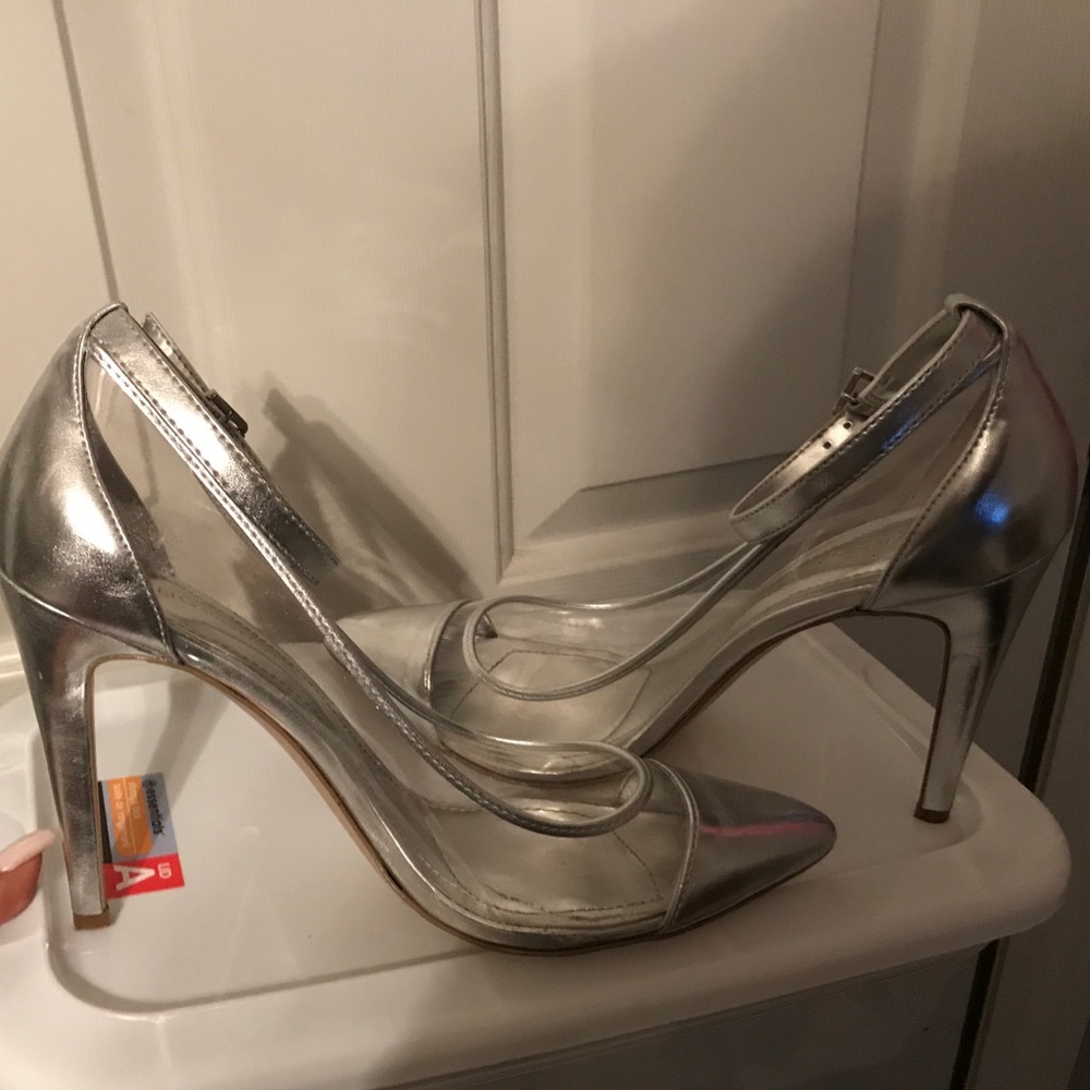 Silver clear heels