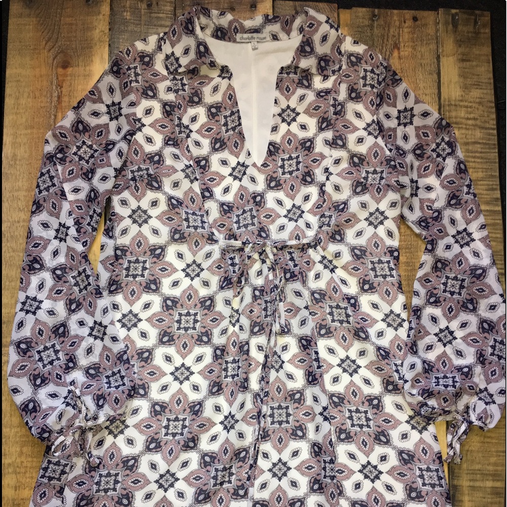 Printed Dress w/ collared neckline