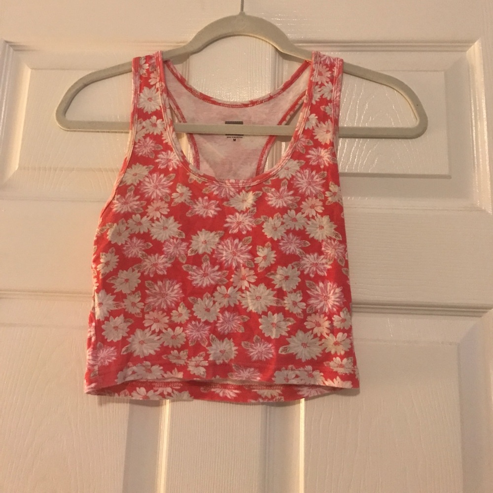 Pink floral crop top