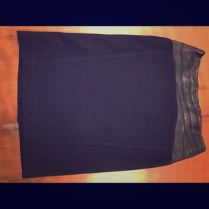 BCBG black skirt leather detail