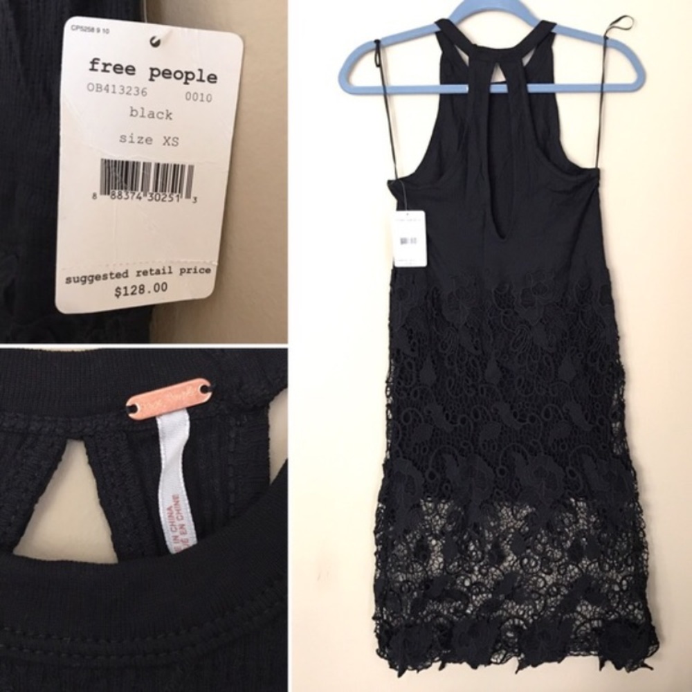 Free people black Tank midi lace Dress xs - Picture 2 of 2