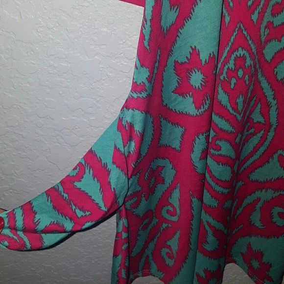 HeShe Aqua Fuchsia Pattern mini dress/top - Picture 3 of 4
