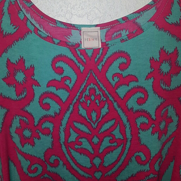 HeShe Aqua Fuchsia Pattern mini dress/top - Picture 4 of 4