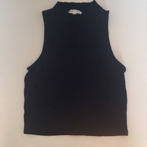 Ribbed navy blue crop top