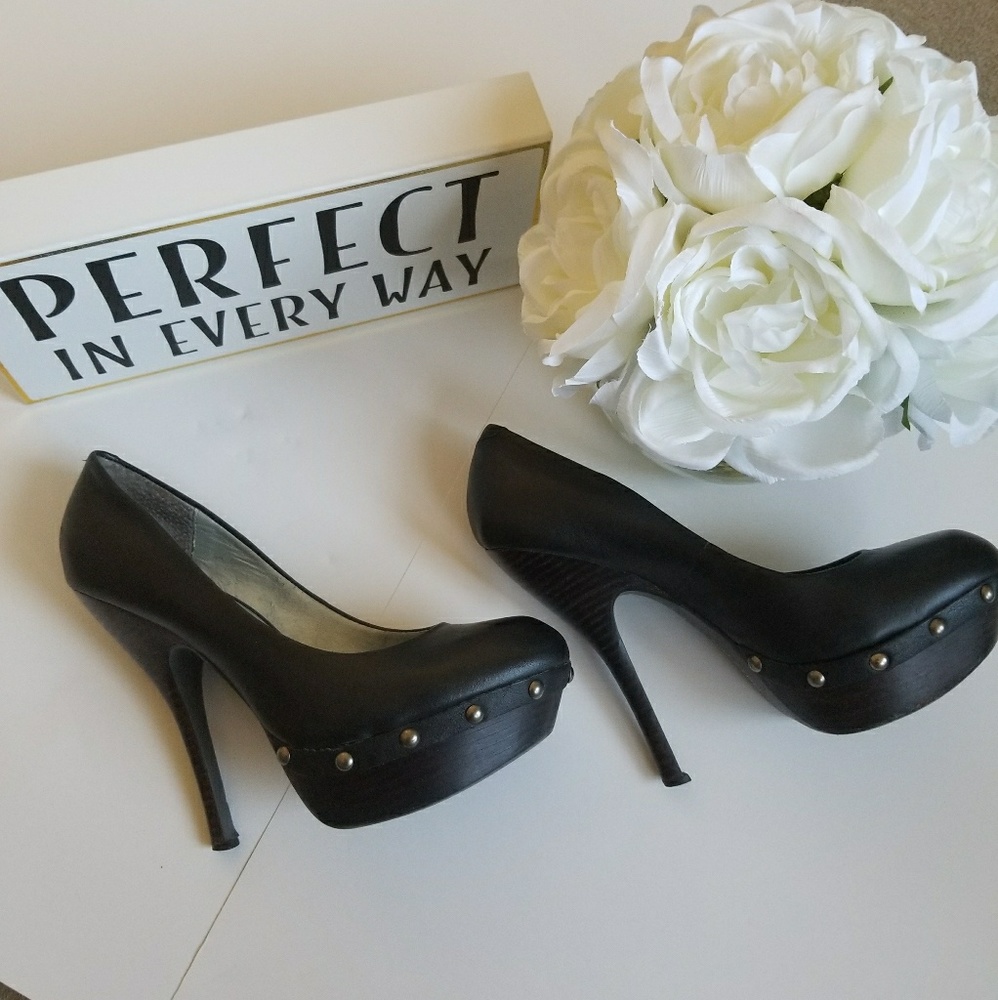 Stiletto Bakers H by Halston black color leather 8