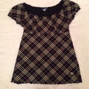 Burberry cap sleeve top with sash to tie