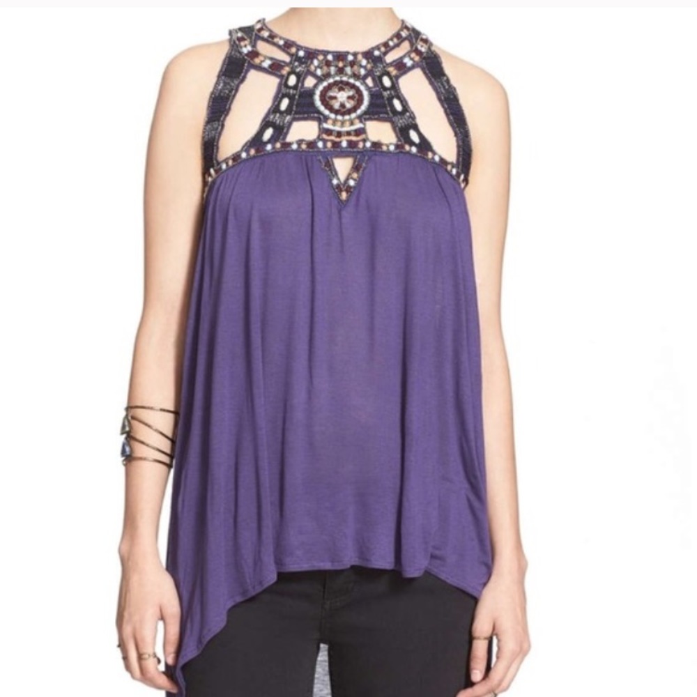 🥀 FREE PEOPLE beautifully unique purple tank