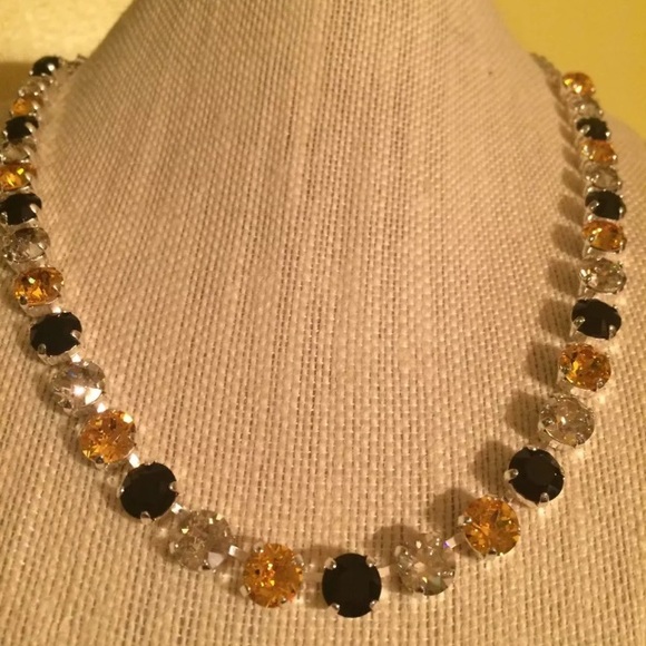 Swarovski Jewelry - Pittsburgh Black Gold Swarovski Crystals Necklace