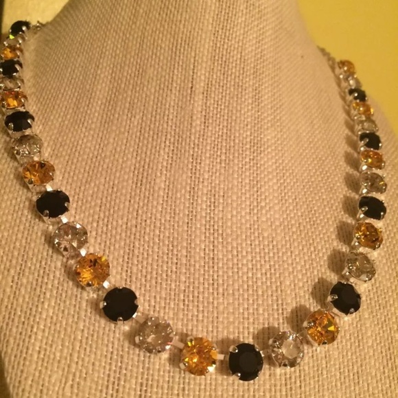 Pittsburgh Black Gold Swarovski Crystals Necklace - Picture 2 of 2