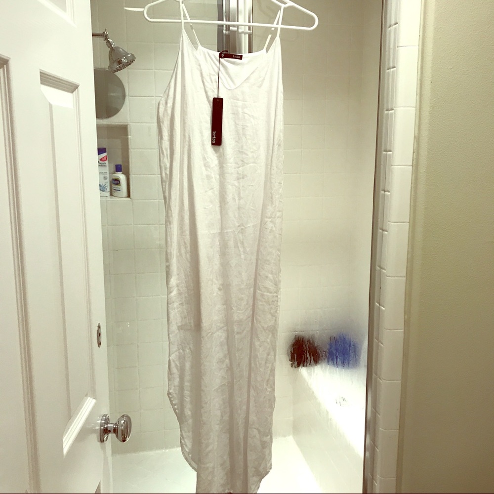 Krisa white linen Maxi dress