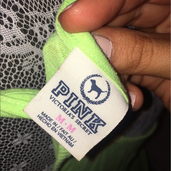 VS pink lime green racer back 💚 - Picture 3 of 3