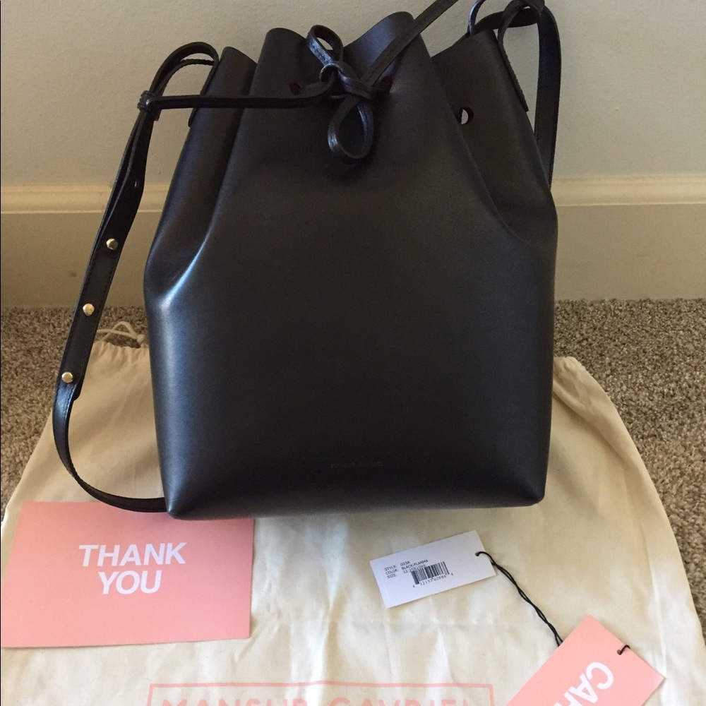 Mansur Gavriel Large Black Flamma Bucket Bag
