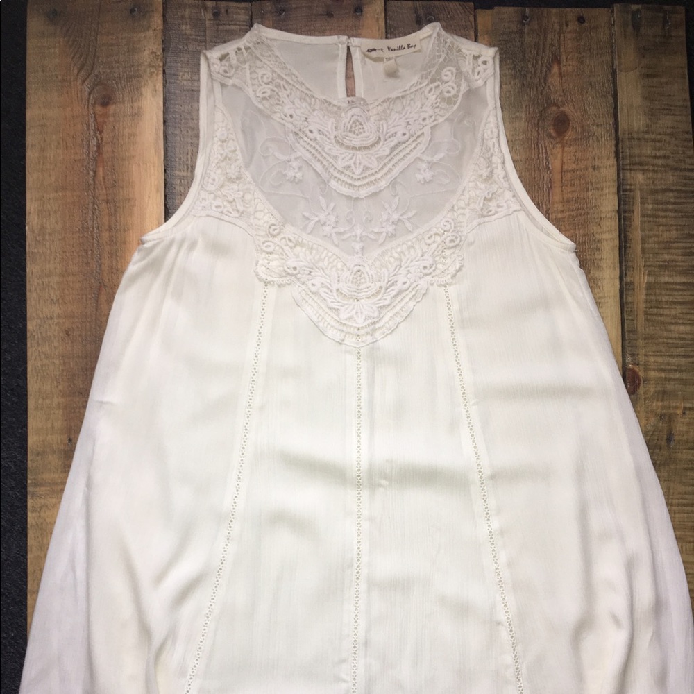 Sleeveless Mini Dress w/ Lace Top