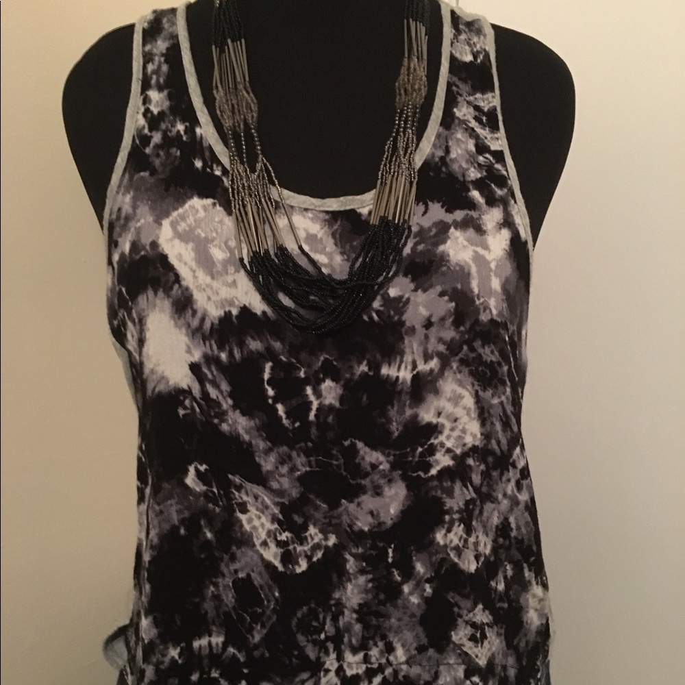 Black and white tie died Racerback tank!