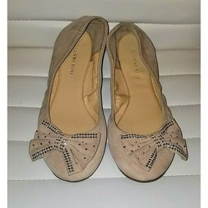 Gianni Bini Nude Rhinestone Bow Flats