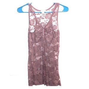 Sheer Lace Light Brown Tank Top