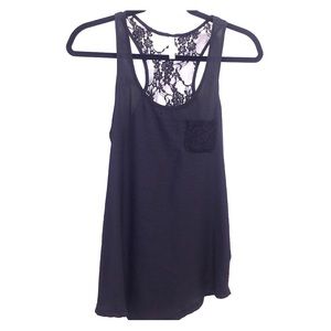 Silk Lace Black Tank Top