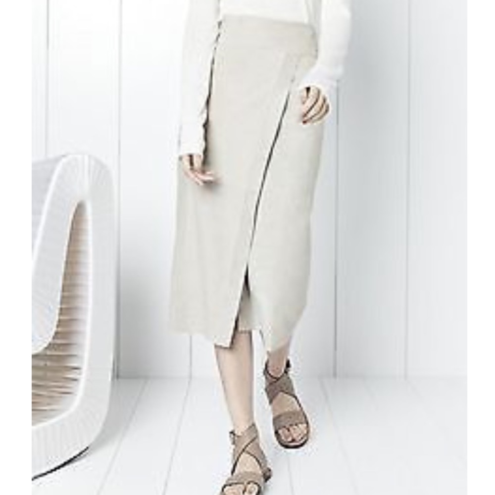 New Vince Nubuck wrap midi skirt leather NWT