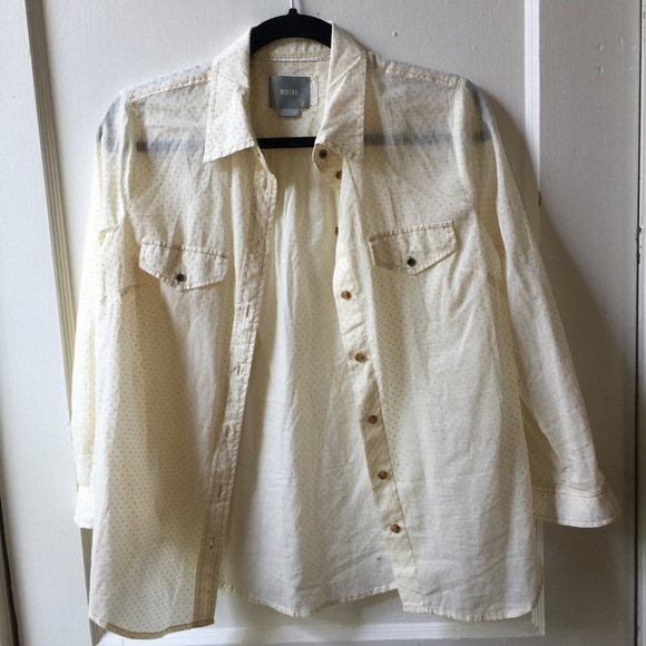 ❌SOLD❌ANTHROPOLOGIE Maeve Dotted Cotton Button Up - Picture 2 of 6