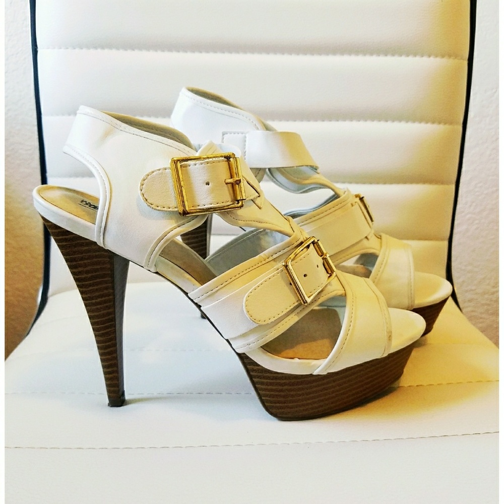 Mossimo White Buckle Heels