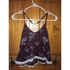 Don't ask why floral crop tank NWOT