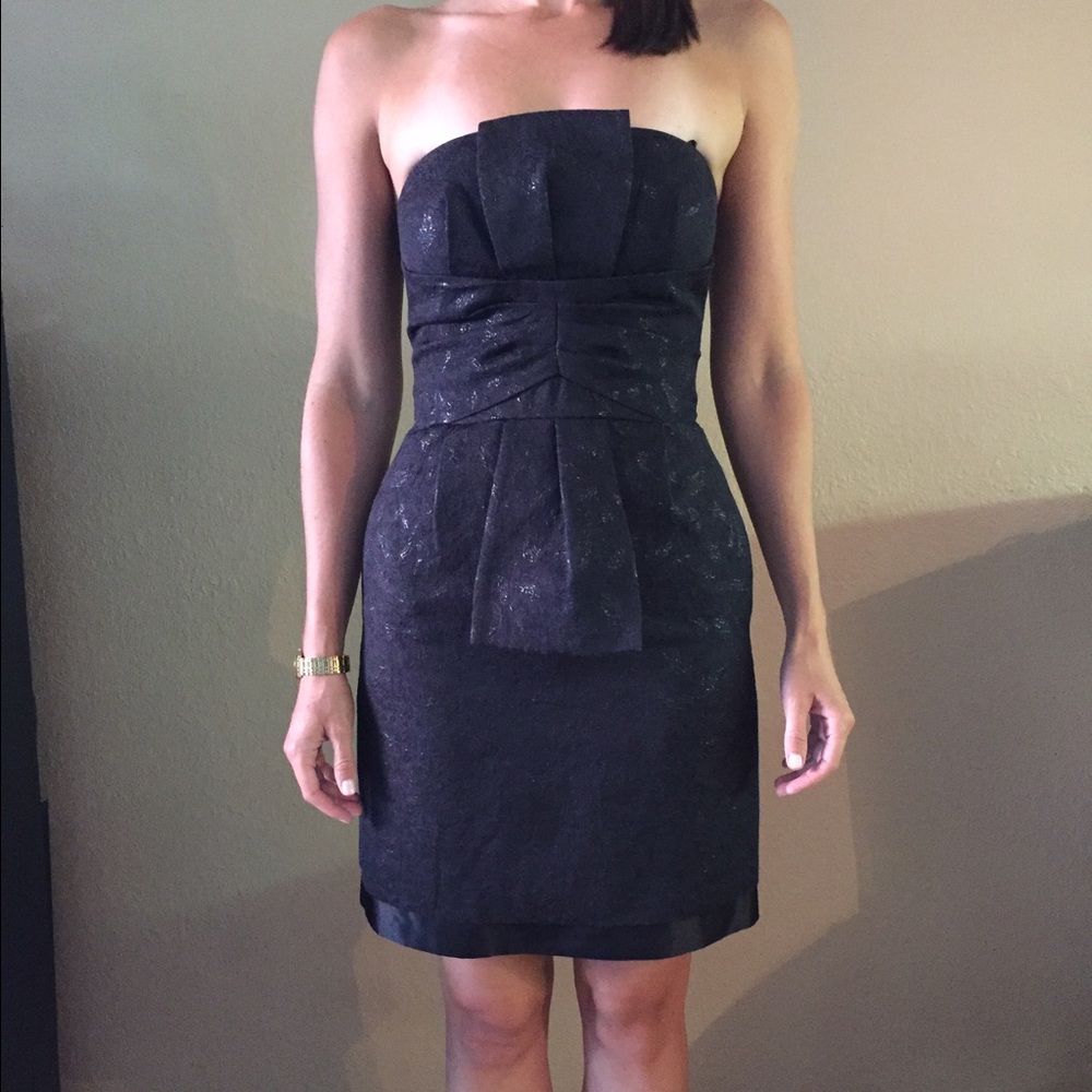 BCBG black strapless cocktail dress
