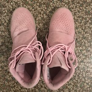 Pink adidas tubular high tops